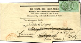 Càd Rouge Imprimé PP (Paris) 2 FEVR. 73 Sur Bande D'imprimé Pour Vesoul Réexpédiée à Scy Près Metz (Lorraine) à L'aide D - 1871-1875 Ceres
