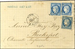 Etoile 22 / N° 37 + 60 (2) Càd PARIS / R. TAITBOUT Sur Lettre 3 Ports Pour Rochefort. 1874. Bel Affranchissement Composé - 1871-1875 Ceres