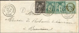 Càd T 18 SOLRE-LE-CHATEAU / NORD / N° 50 + N° 62 (2) + N° 89 Sur Lettre Pour Beaurieux. 1877. - SUP. - R. - 1876-1878 Sage (Type I)