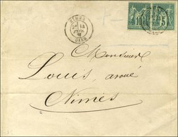 Càd T 18 NIMES / GARD / N° 75 + 76 Sur Lettre Locale. 1877. - TB / SUP. - R. - 1876-1878 Sage (Type I)