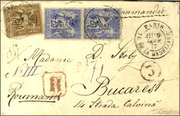 Càd PARIS / PL. DE LA MADELEINE / N° 69 + 78 Paire Sur Lettre Recommandée Pour Bucarest. 1877. - TB / SUP. - R. - 1876-1878 Sage (Type I)