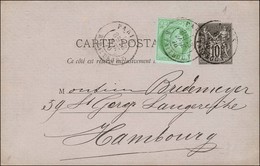 Càd PARIS / R. TAITBOUT Sur Entier 10 C. + Cérès CG 5 C. Vert Pour Hambourg. 1878. - TB / SUP. - R. - 1876-1878 Sage (Type I)