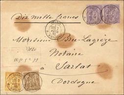 Càd PARIS / R. D'ENGHIEN / N° 80 + N° 92 + N° 95 Paire Sur Lettre Chargée Au 2ème échelon. 1882. - TB. - R. - 1876-1878 Sage (Type I)