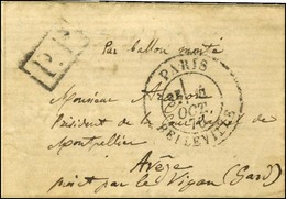 Càd PARIS / BELLEVILLE 4 OCT. 70 + P.P. Sur Lettre (petit Format) Adressée à Nimes. Au Verso, Càd D'arrivée 16 OCT. 70.  - Guerra De 1870