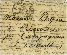 Càd Taxe 30 PARIS / R. BONAPARTE 25 SEPT. 70 Sur Lettre Pour Rieutort. Au Verso, Càd De Passage MONTAGNAC (33) 12 OCT. 7 - Guerra De 1870