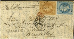 Etoile 9 / N° 28 + 29 Càd Taxe 30c PARIS / R. MONTAIGNE 10 JANV. 71 Sur Lettre Pour Bruxelles. Au Verso, Càd D'arrivée 2 - War 1870