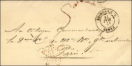 Càd De Fortune PARIS / R. D'ENGHIEN (sans Levée) 17 MAI 71 + Taxe 15 DT Annulée Par L'étoile Rouge Sur Lettre En Franchi - Guerra De 1870