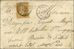 Càd De Rayon 1 PARIS 1 (60) 14 AVRIL 71 / N° 28 (infime Pli) Sur Lettre Avec Texte Daté De Paris Pour Un Miltaire à La B - Guerra De 1870