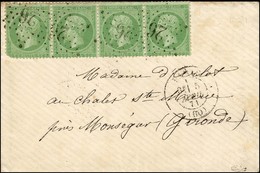 Etoile 26 / N° 20 (bande De 4, 1 Ex Def) Càd PARIS (60) 5 AVRIL 71 Sur Lettre Pour Monségur, Càd D'arrivée 29 MAI 71 (ré - Guerra De 1870