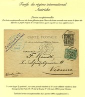 Càd Hexagonal De Lev. Exp. PARIS 1F / PL. DE LA BOURSE 3E Sur Entier 10c + N° 75 Pour Vienne. 1896. - SUP. - R. - Otros & Sin Clasificación