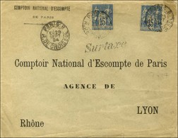 Càd PARIS 8 / R. DE CHOISEUIL E1 / N° 90 (2) + Griffe SURTAXE. 1894. - TB / SUP. - Otros & Sin Clasificación