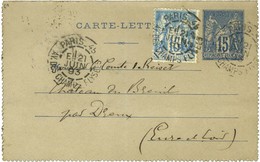 Càd De Lev. Exp. PARIS 45 / AV. DES CHAMPS ELYSEES E1 Sur Entier 15c + N° 90. 1893. - TB. - Otros & Sin Clasificación