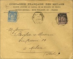 Càd Hexa De Lev. Exp. PARIS / R. DES CAPUCINES E2 / N° 90 + 97 Sur Lettre Pour Milan . 1894. - TB. - Otros & Sin Clasificación