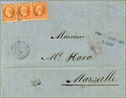 GC 5079 / N° 23 (3) (1 Ex Infime Def)  Càd T 22 ALEXANDRETTE / SYRIE + Griffe Bleue POSTE FRANCAISE / D'ALEP Sur Lettre  - Correo Marítimo