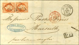 PC 3704 / N° 16 Paire Càd ALEXANDRIE / EGYPTE Sur Lettre Pour Marseille. 1862. - TB. - Correo Marítimo