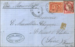 Càd POSTE EGIZIANNE / CAIRO / Egypte 1p Rouge + N° 57 Obl GC 5080 (Alexandrie) Sur Lettre En Affranchissement Mixte Fran - Correo Marítimo