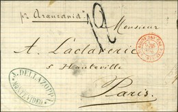 Lettre Avec Texte Daté De Montevideo Le 9 Août 1872 Pour Paris. Càd D'entrée Rouge PAYS ETR / PAQ. ANG. BORDEAUX, Taxe T - Maritime Post