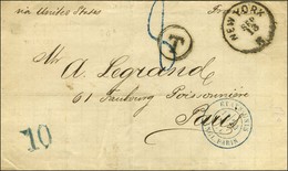 Lettre Datée De La Havane Le 7 Septembre 1876 Pour Paris Acheminée Jusqu'à New York. Au Recto, Càd NEW YORK Taxe Tampon  - Correo Marítimo