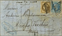 Grille De Civita Vecchia / N° 29 + 30 Sur Lettre Avec Texte De Marseille Pour Civita Vecchia. Au Recto, Taxe 4 Manuscrit - Maritieme Post