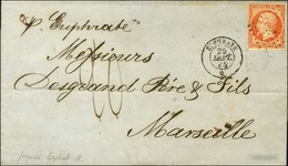 Ancre / N° 16 (filet Effleuré) Càd EUPHRATE / * Sur Lettre Insuffisamment Affranchie De Constantinople Pour Marseille Ta - Correo Marítimo