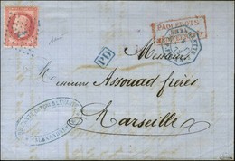 Ancre Bleue / N° 32 Càd Octo Bleu ALEXANDRETTE / P.FR.X N° 3 Sur Lettre D'Alexandrette Pour Marseille. 1873. - SUP. - R. - Correo Marítimo