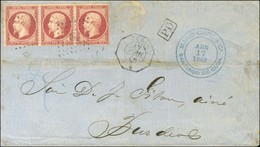 Ancre / N° 24 Bande De 3 Càd Octo CUBA / * Sur Lettre 3 Ports Pour Bordeaux. 1868. - TB. - R. - Correo Marítimo