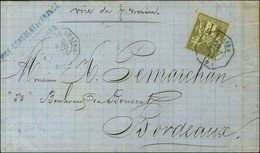 Càd Octo Bleu LA GUAYRA  / * / N° 72 Sur Lettre Du Vice Consulat De France à La Guayra Pour Bordeaux. 1877. - TB / SUP.  - Maritime Post