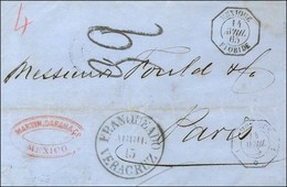 Càd Octo MEXIQUE / FLORIDE Sur Lettre 4 Ports Avec Texte Daté De Mexico Pour Paris. Au Recto, Càd FRANQUEADO / VERA CRUZ - Correo Marítimo