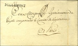 87 / DELLEMONT Sur Lettre Avec Texte Daté An 3 Adressée En Franchise '' Aux Citoyens Représentant Du Peuple Composant Le - 1792-1815 : Departamentos Conquistados