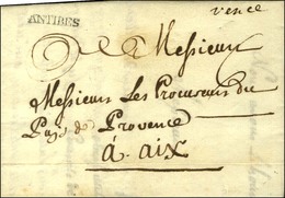 '' Vence '' + ANTIBES (L N° 1) Sur Lettre Avec Texte Daté 1785 Pour Aix. - SUP. - R. - Otros & Sin Clasificación