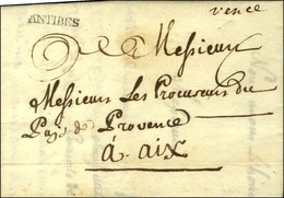 '' Vence '' + ANTIBES (L N° 1) Sur Lettre Avec Texte Daté 1785 Pour Aix. - SUP. - R. - Andere & Zonder Classificatie