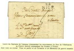 85 / NICE + Mention Manuscrite '' Le Capitaine De Vaisseau Commandant Les Mouvements De Villefranche '' Sur Lettre Avec  - Otros & Sin Clasificación