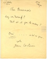 COCTEAU Jean (1889-1963), écrivain, Peintre Et Cinéaste, De L'Académie Française. - Other & Unclassified