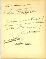 COLETTE Sidonie Gabrielle (1873-1954), Femme De Lettres. - Otros & Sin Clasificación