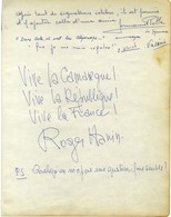 HANIN Roger, Levy Dit (1925-2015), Acteur, Réalisateur Et écrivain. - Otros & Sin Clasificación