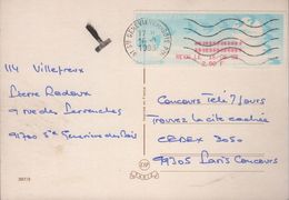 Taxe Sur Carte Postale Reçu D'une Vignette D'affranchissement De 2,80 F, Du 16/09/93 - 1859-1959 Brieven & Documenten