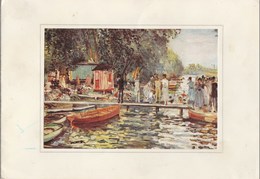 " LA GRENOUILLERE " D'AUGUSTE RENOIR  - BELLE PHOTO COULEUR DU TABLEAU COLLE SUR PAPIER - 10/7 CM - 2 SCANNS - A VOIR !! - Essoyes