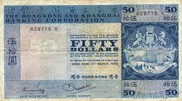 HONG KONG 50 DOLLARS 1980 F-FV P-184f "free Shipping Via Registered Air Mail" - Hongkong