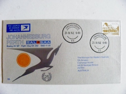 Cover South Africa RSA 1982 Johannesburg First Flight Perth Boeing 747 Plane Avion Airplane - Covers & Documents