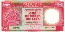 HONG KONG 100 DOLLARS 1990 EXF P-198b "free Shipping Via Registered Air Mail" - Hong Kong