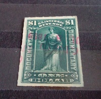 RARE 1 $ DOLLAR US REVENUE DOCUMENTARY 1899 RED SEAL WMK UNUSED STAMP TIMBRE - Zeitungsmarken & Streifbänder