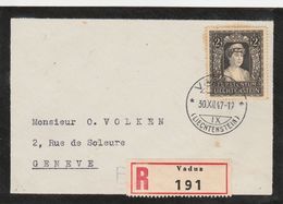 Liechtenstein Lettre Recommandée Pour La Suisse 1947 - Storia Postale