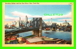 NEW YORK CITY, NY - BROOKLYN BRIDGE AND THE EAST RIVER - ACACIA CARD CO - - Bridges & Tunnels