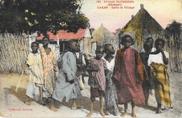 Afrique Occidentale - Sénégal, Dakar - Enfants Dans Le Village - Collection Gautron, Carte Colorisée N° 184 - Sénégal