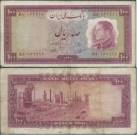 PERSIA PERSE PERSIEN PERSAN IRAN 1954 Mohammad Reza Shah Pahlavi Lotto Banconotes 100 Rial, Used - Iran