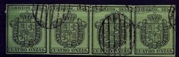 1854 , ESCUDO DE ESPAÑA , SERVICIO OFICIAL , ED. 30 , CANCELADO , TIRA HOR.  DE 4 - Nuevos