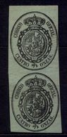 1855 , ESCUDO DE ESPAÑA , SERVICIO OFICIAL , ED. 37 ** TIRA VERTICAL DE 2 VALORES - Nuevos