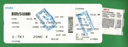 MUMBAI To JAIPUR, INDIA - Boarding Card / Pass For JET AIRWAYS Issued By DNATA - Travel Ticket, Security Seal - As Scan - Mondo