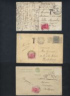 3 Postkaarten Met Tax Nr. TX5 , Stempels OVERMEIRE , DENDERLEEUW En KNOCKE , Staat Zie 2 Scans ! LOT 234 - Altri & Non Classificati