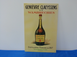 Plaque Métal "GENIEVRE CLAEYSSENS DE WAMBRECHIES" - Plaques En Tôle (après 1960)